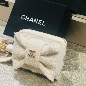 Tweed bow Chain wallet crossbody Gwp